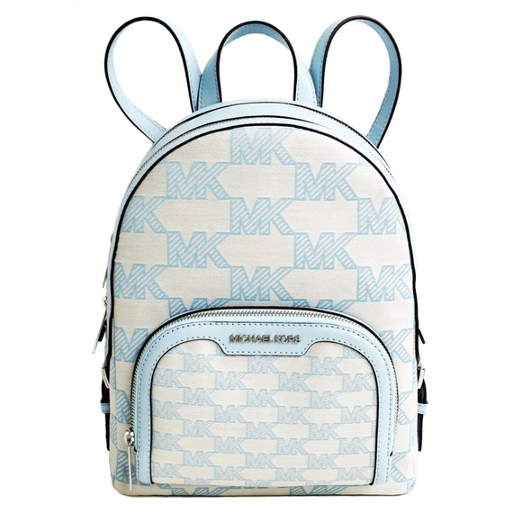 Michael Kors Jaycee Medium Logo Jacquard Backpack Bag Handbag Vista Blue $448Nwt - Picture 4 of 5